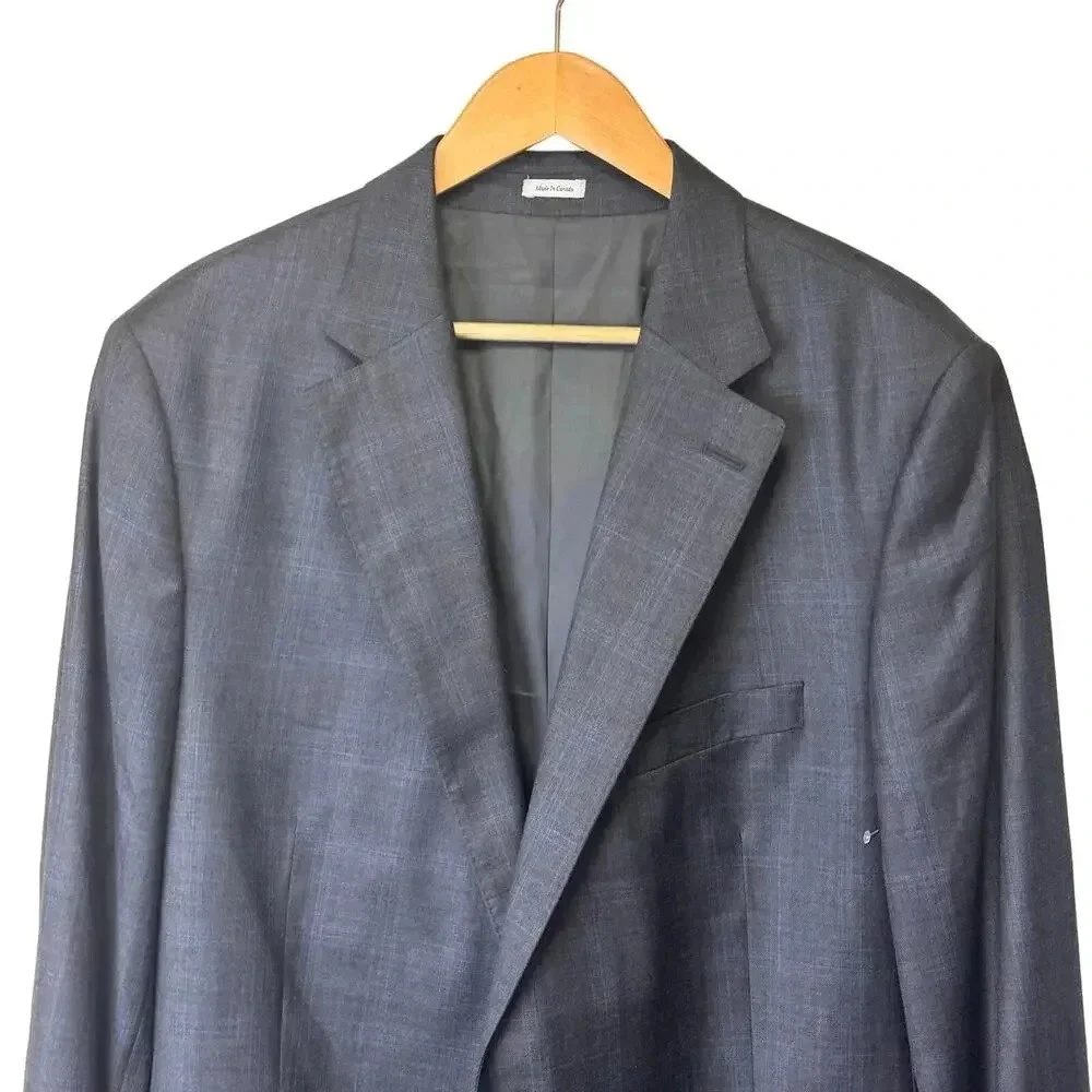 New Peter Millar Mens Custom Suit Sports Coat Jacket 100% Wool Blue‎ Gray Plaid